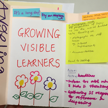 notes of growing visible learner on post-its and white paper