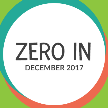 Logo with the text 'ZERO IN DECEMBER 2017' centered inside a white circle.